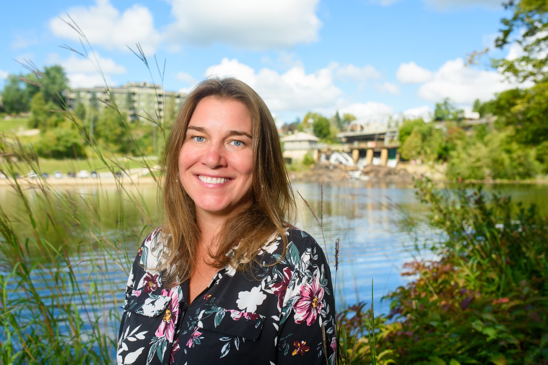 Tatiana Sutherland, District Councillor for Bracebridge, by the Muskoka River
